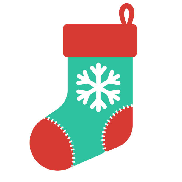 Christmas Stocking Icon on Transparent Background A flat design icon on a transparent background (can be placed onto any colored background). File is built in the CMYK color space for optimal printing. Color swatches are global so it’s easy to change colors across the document. No transparencies, blends or gradients used. christmas stocking stock illustrations