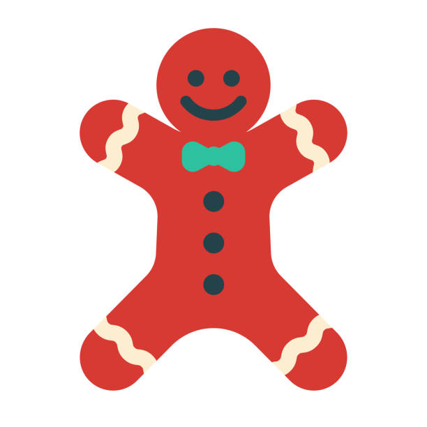 Gingerbread Man Icon on Transparent Background vector art illustration