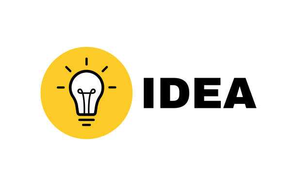 illustrations, cliparts, dessins animés et icônes de conception d’étiquette d’idée avec l’ampoule et les rayons. conception du logo. illustration vectorielle - 2857