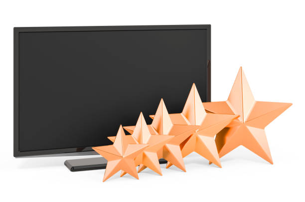 Customer rating of TV set, 3D rendering isolated on white background