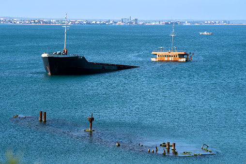 Sunken ship black sea, Feodosia, Crimea