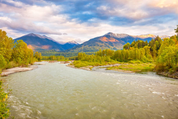 istock Chilliwack River British Columbia Canada at sunset 1282917448