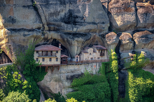 Ypapanti Monastery is one of the lesser known monasteries of the Meteora region. It is built into a cliff face and not easy to reach.