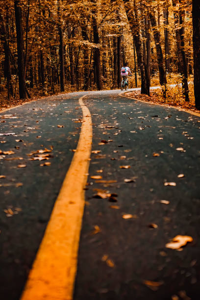 istock Autumn park road for the bicycle racers 1282923197