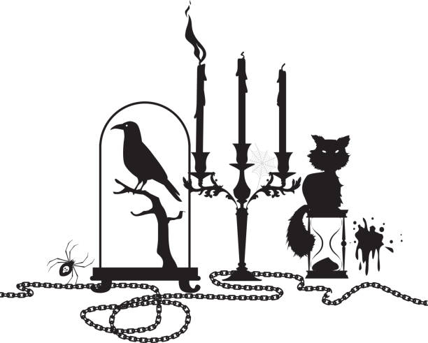 ilustrações de stock, clip art, desenhos animados e ícones de mystical black and white design - stuffed