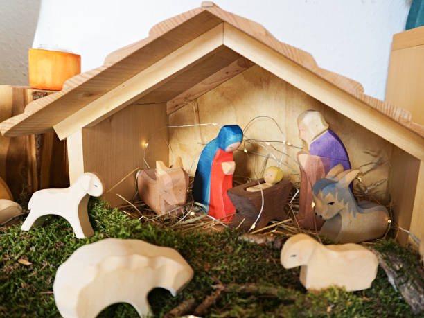 istock Christmas crib made of wood 1282923699