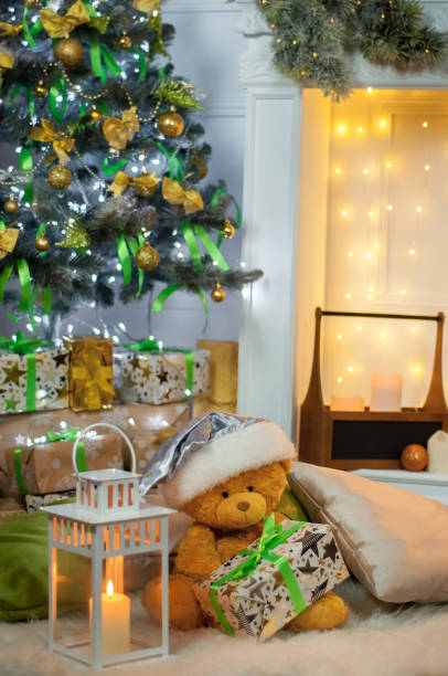 istock Christmas bear in a festive decor 1282924437
