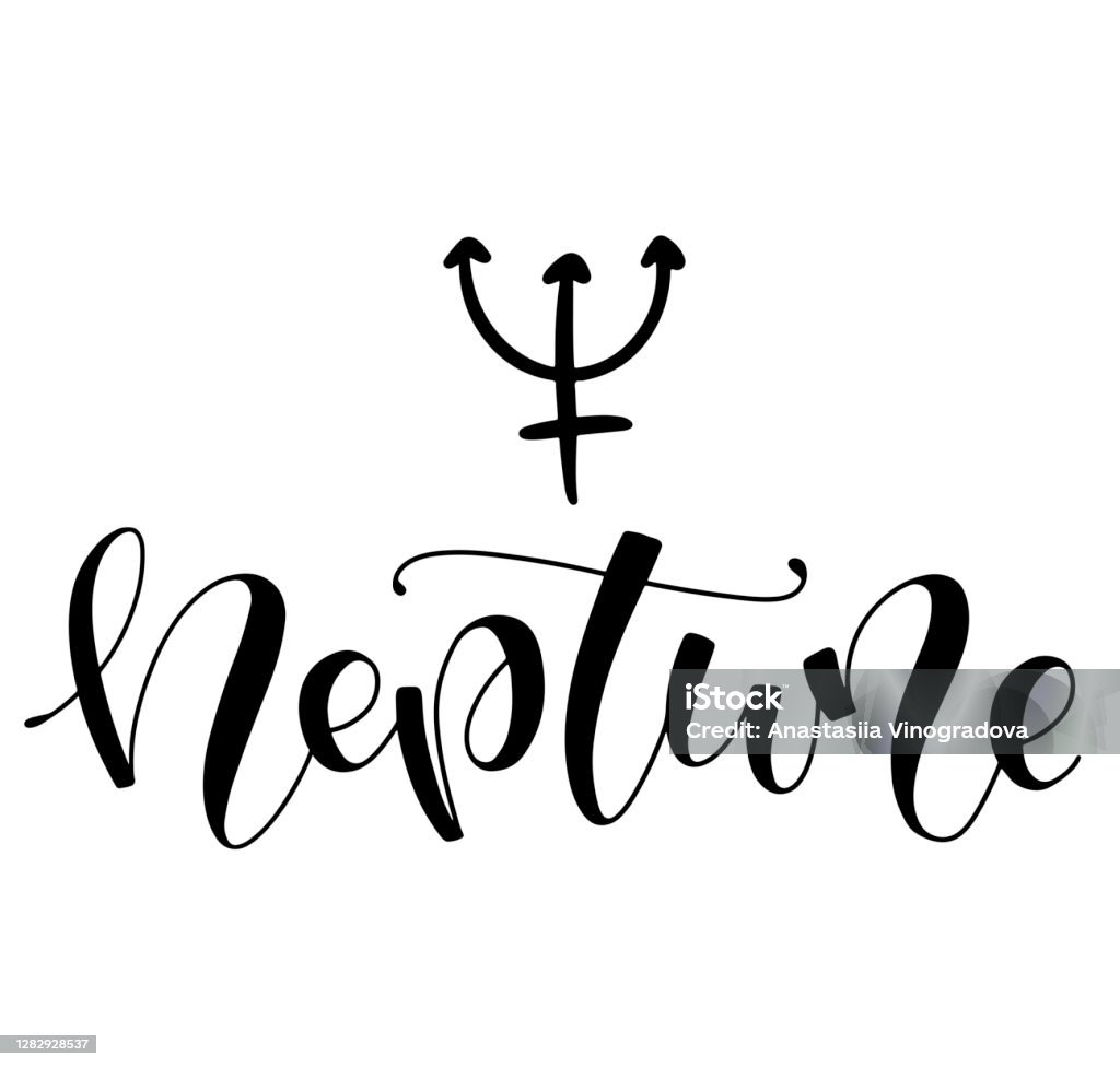 Neptuno Letras Ilustración de Neptuno Símbolo Astrológico Y Letras Dibujadas A Mano ...