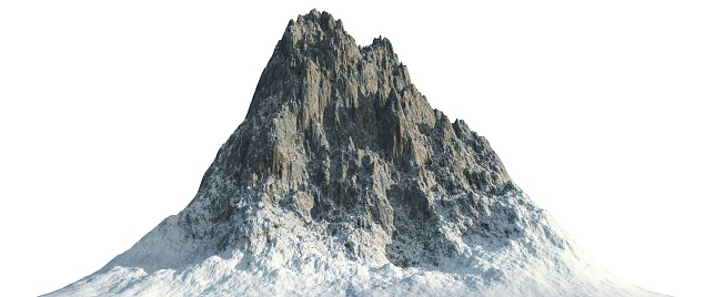 3D illustration snow-capped mountains Isolate on white background