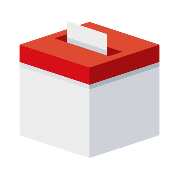 Ballot Box Icon on Transparent Background A flat design politics icon on a transparent background (can be placed onto any colored background). File is built in the CMYK color space for optimal printing. Color swatches are global so it’s easy to change colors across the document. No transparencies, blends or gradients used. voting box stock illustrations