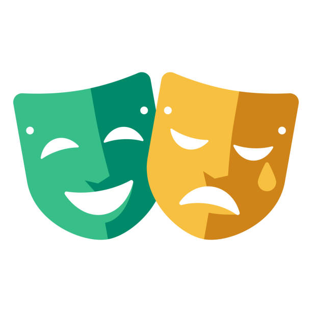 Drama Icon on Transparent Background A flat design politics icon on a transparent background (can be placed onto any colored background). File is built in the CMYK color space for optimal printing. Color swatches are global so it’s easy to change colors across the document. No transparencies, blends or gradients used. theater mask stock illustrations