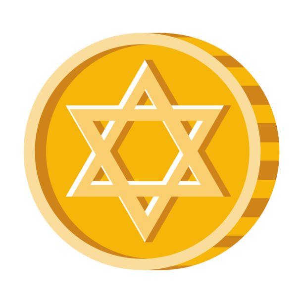 Gelt Icon on Transparent Background A flat design Hanukkah icon on a transparent background (can be placed onto any colored background). File is built in the CMYK color space for optimal printing. Color swatches are global so it’s easy to change colors across the document. No transparencies, blends or gradients used. chocolate gelt stock illustrations