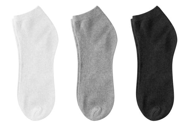 istock set of short socks white, grey, black isolated on white background, footsteps 1282933861