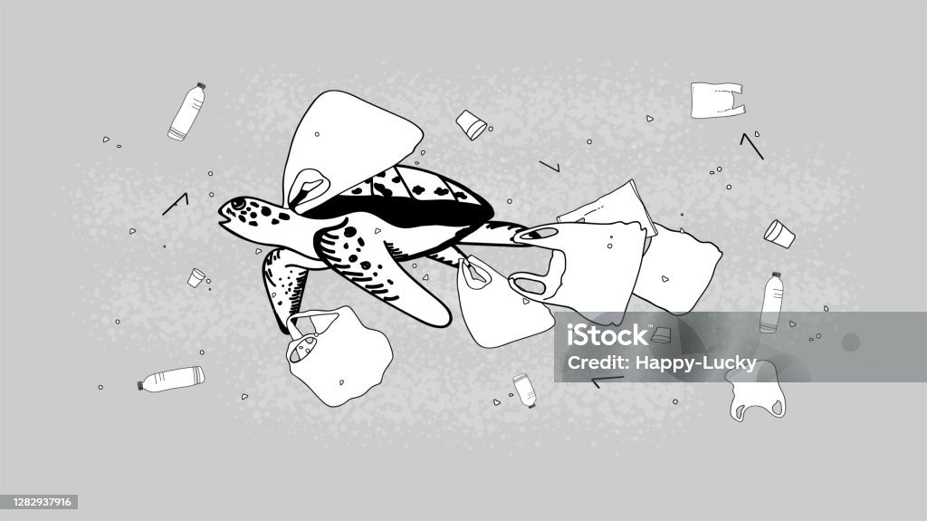 Problems Of Plastic Pollution In The Ocean Turtles Are Surrounded By Plastic  Waste Under Seawater Environmental Trash Problems Affect Animals Cartoon  Drawing Flat Design Vector Illustration Stock Illustration - Download Image  Now -