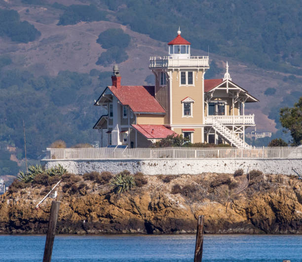 East Brother Lighthouse East Brother Lighthouse in San Francisco Bay near Richmond, California. contra costa county stock pictures, royalty-free photos & images