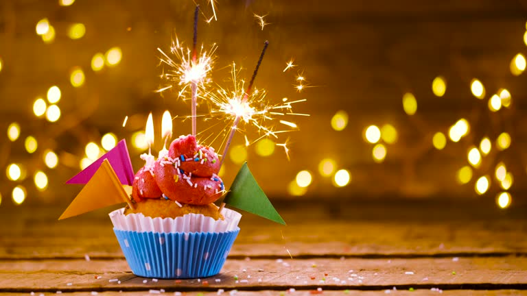 Birthday Cupcake With Text And Sparkler