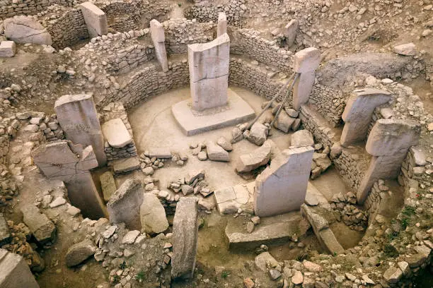 Gobeklitepe is an archaeological site in Sanliurfa, Turkey - stock photo