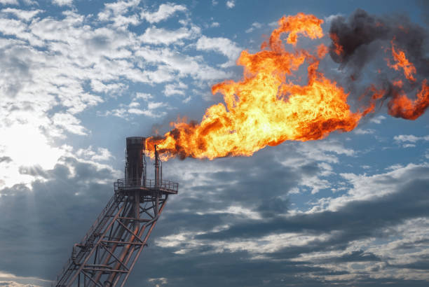 istock Gas burn or Flare burn in offshore location 1282961342