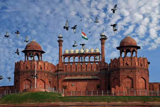 istock Red Fort with Indian flag. Delhi, India 1282961343