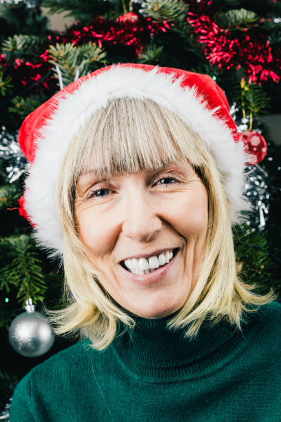 Senior woman enjoying Christmas
