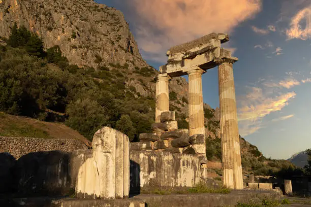 Photo of The Athena temple complex, including the Delphic Tholos, Archeological site of Delphi, Greece