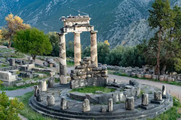 Photo of The Athena temple complex, including the Delphic Tholos, Archeological site of Delphi, Greece