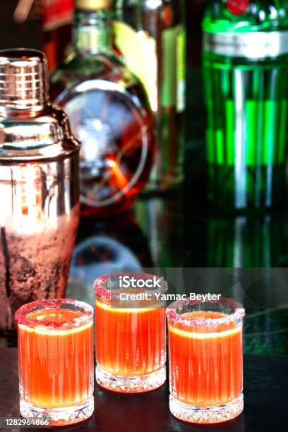 Tropical Fruit Cocktails Stock Photo - Download Image Now - Alcohol - Drink, Campari, Above