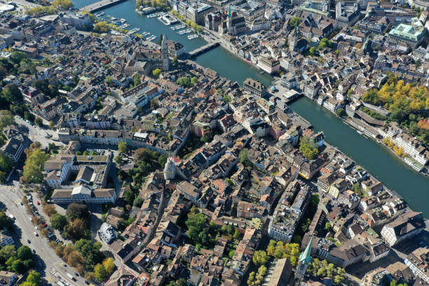 istock Zurich old town wide angle panorama 1282969073