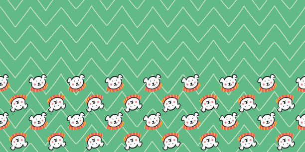 Polar Bear Scarf Christmas Frame Border Seamless Pattern Polar Bear Scarf Christmas Frame Border Seamless Pattern. Vector illustration. Perfect for Christmas, New Year, party, winter, fashion, decoration, gift wrapping, textile design, background, illustration, carpet and rug. black hat upside down stock illustrations