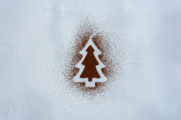 istock A Christmas tree made from cocoa powder on a gray background 1282979139