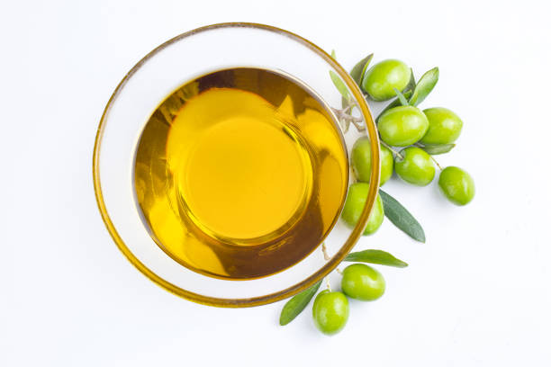 istock Green fresh olive and olive oil 1282980139