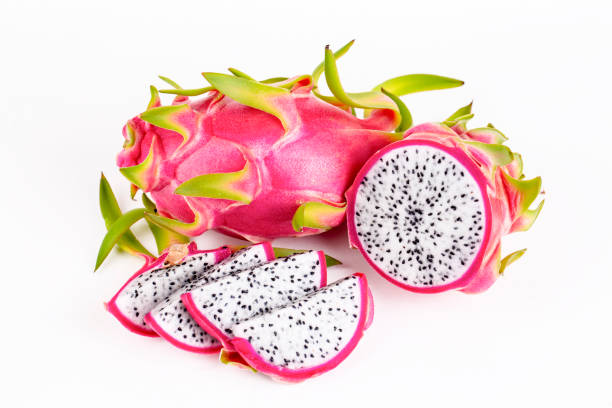 istock Dragon fruit isolated on white background, fresh pitahaya or pitaya 1282980305