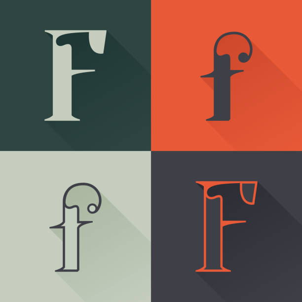 illustrazioni stock, clip art, cartoni animati e icone di tendenza di logo lettera f classico impostato in stile rinascimentale. - letter f immagine