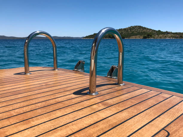 istock Wooden deck of luxury yacht 1282983075