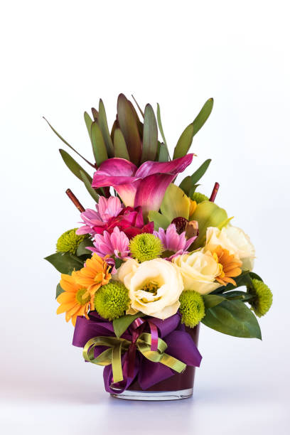 istock Flower arrangement in a purple vase 1282983264