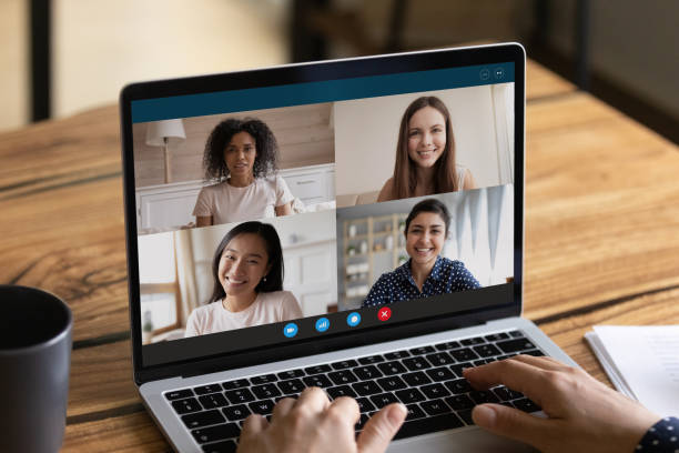 istock Women have webcam digital conversation on laptop 1282984209