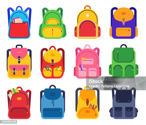Vector school backpack. Back to school. Schoolbag and rucksack