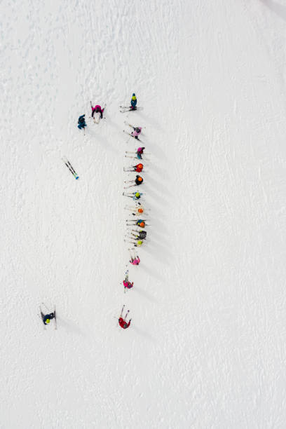 istock Aerial view of skiers 1282985432