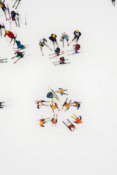 istock Aerial view of skiers 1282985444