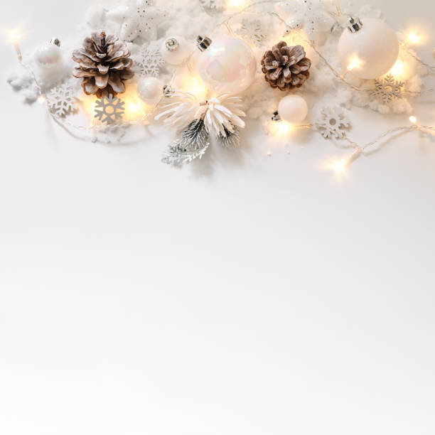 istock Christmas balls and snowflake on abstract background 1282985620