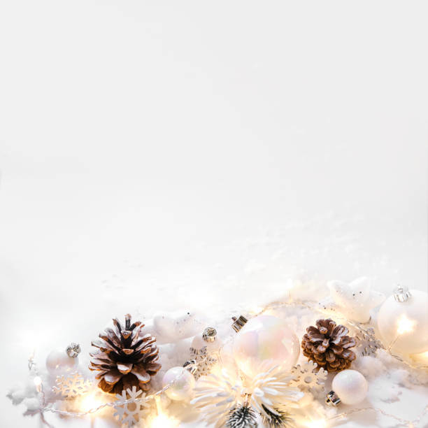istock Christmas balls and snowflake on abstract background 1282986720