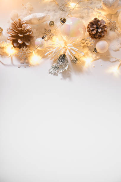 istock Christmas balls and snowflake on abstract background 1282986738