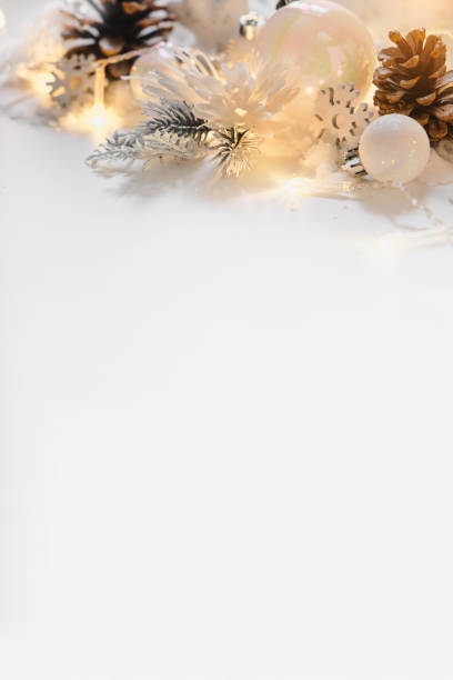 istock Christmas balls and snowflake on abstract background 1282986754