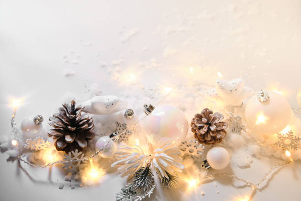 istock Christmas balls and snowflake on abstract background 1282986774