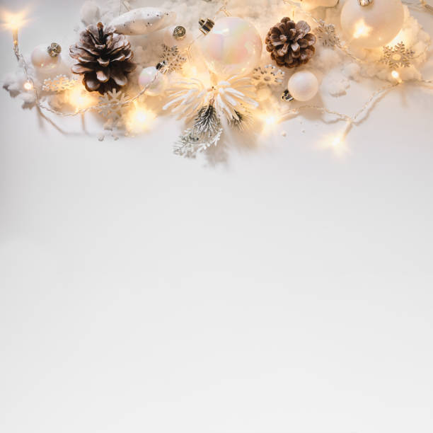 istock Christmas balls and snowflake on abstract background 1282986820