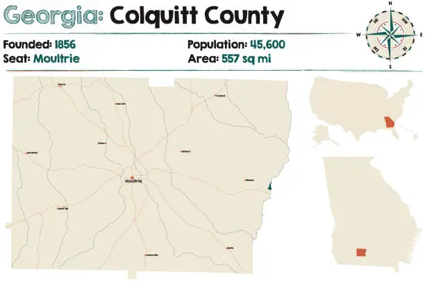 Vector illustration of Map of Colquitt County in Georgia