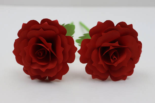 bellissimi fiori - rose di carta - fiore fatto a mano - rosa rossa - handmade paper flower single flower rose foto e immagini stock