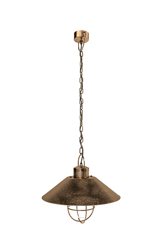 Retro style ceiling lamp on white background - copy space - 3D render