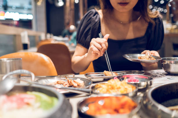 istock Korean BBQ with full side dishes 1282990438