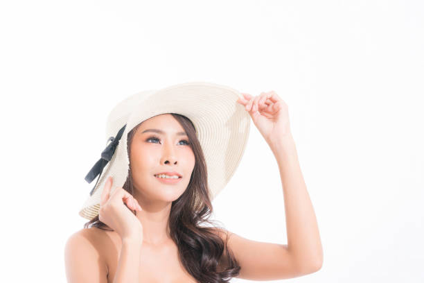 istock Woman studio portrait with sunlight. 1282990963
